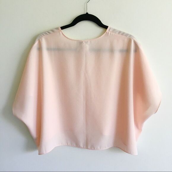 ARITZIA Babaton Oversized V-Neck Cropped Popover Blouse Pink Blush XXS - Picture 3 of 4